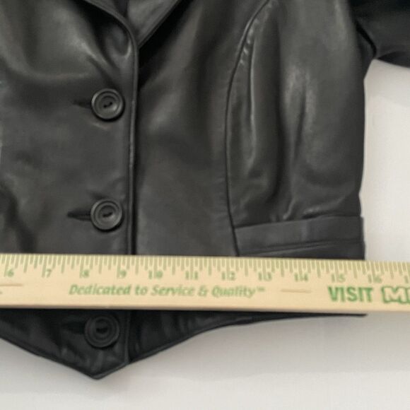 Vintage John Michael Cropped 100% Leather Jacket Size M Soft Made in USA Chic - Picture 15 of 16